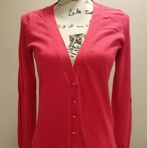 Express bright pink cardigan w/pink jewel buttons